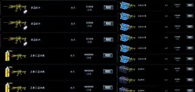 金色小号猫枪交易价格_穿越火线皮肤枪械价格排行_cf穿越火线美化枪械
