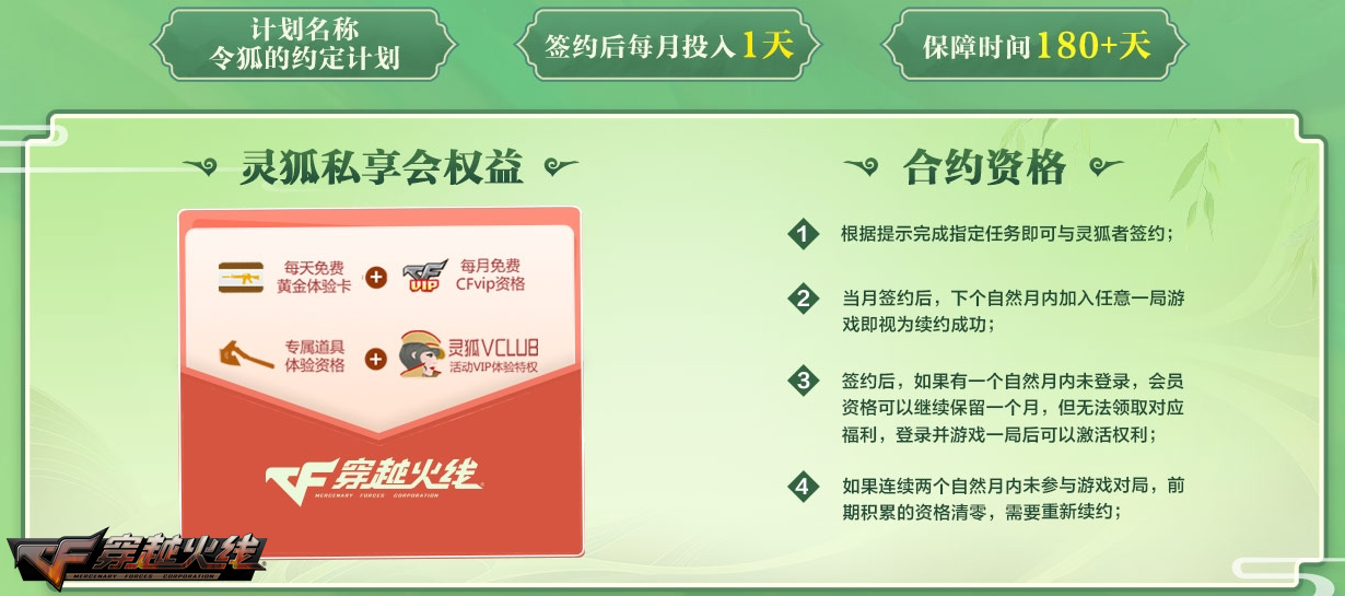 穿越火线签到12送会员_新会员签约奖励_穿越火线灵狐的约定活动