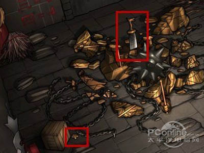 得到第二把刀，在铁链和箱子旁边有一个星星