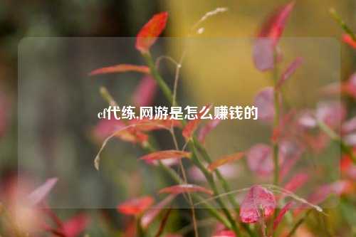 cf代练,网游是怎么赚钱的