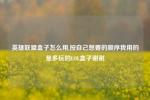 英雄联盟盒子怎么用,按自己想要的顺序我用的是多玩的LOL盒子谢谢