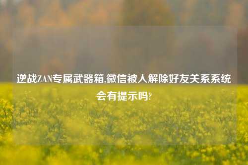 逆战ZAN专属武器箱,微信被人解除好友关系系统会有提示吗?