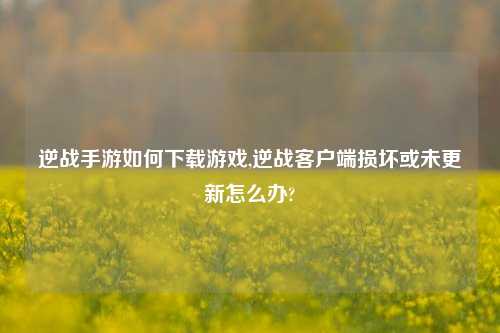 逆战手游如何下载游戏,逆战客户端损坏或未更新怎么办?