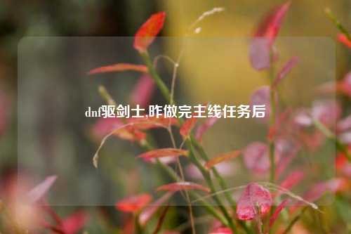 dnf驱剑士,昨做完主线任务后