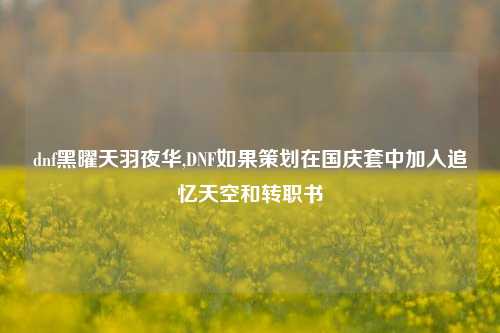 dnf黑曜天羽夜华,DNF如果策划在国庆套中加入追忆天空和转职书