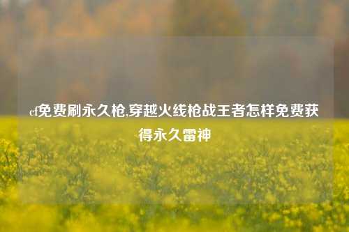 cf免费刷永久枪,穿越火线枪战王者怎样免费获得永久雷神