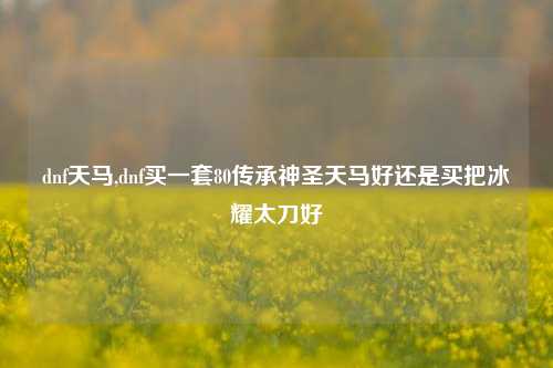 dnf天马,dnf买一套80传承神圣天马好还是买把冰耀太刀好