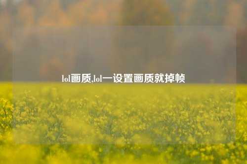 lol画质,lol一设置画质就掉帧