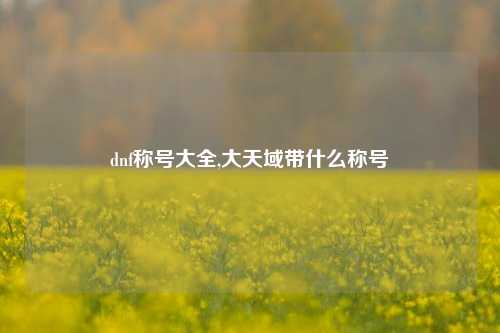 dnf称号大全,大天域带什么称号