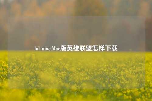 lol mac,Mac版英雄联盟怎样下载