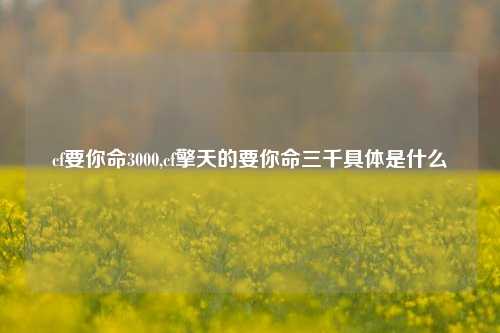 cf要你命3000,cf擎天的要你命三千具体是什么