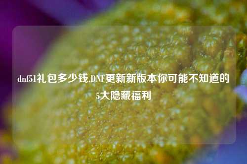 dnf51礼包多少钱,DNF更新新版本你可能不知道的5大隐藏福利