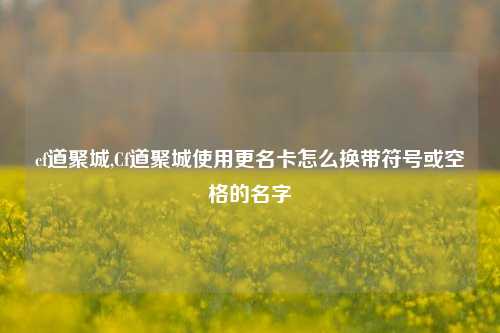 cf道聚城,Cf道聚城使用更名卡怎么换带符号或空格的名字