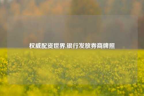 权威配资世界,银行发放券商牌照