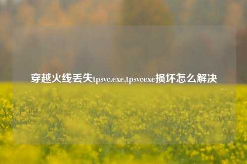 穿越火线丢失tpsvc.exe,tpsvcexe损坏怎么解决