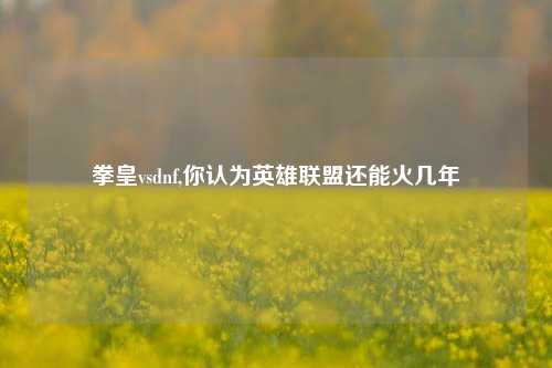 拳皇vsdnf,你认为英雄联盟还能火几年