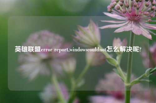 英雄联盟error report,windowscouldnot怎么解决呢?