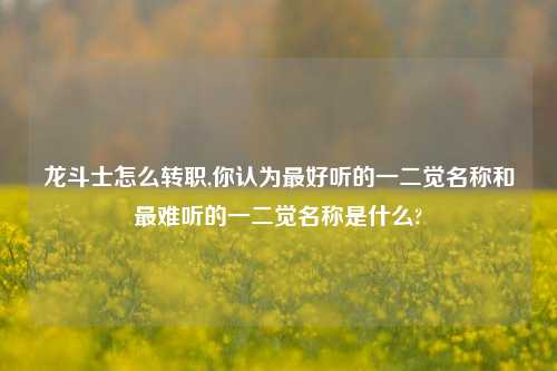 龙斗士怎么转职,你认为最好听的一二觉名称和最难听的一二觉名称是什么?