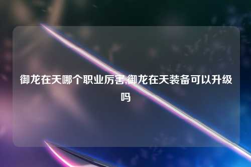 御龙在天哪个职业厉害,御龙在天装备可以升级吗