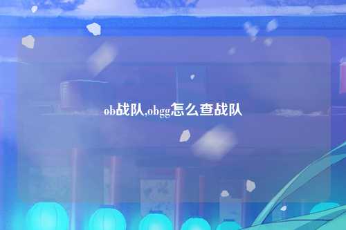 ob战队,obgg怎么查战队