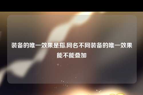 装备的唯一效果是指,同名不同装备的唯一效果能不能叠加