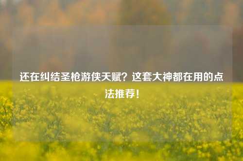 还在纠结圣枪游侠天赋？这套大神都在用的点法推荐！