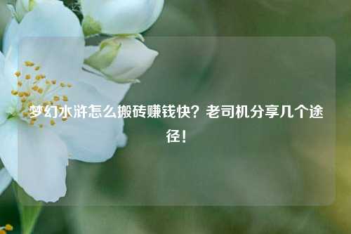 梦幻水浒怎么搬砖赚钱快？老司机分享几个途径！