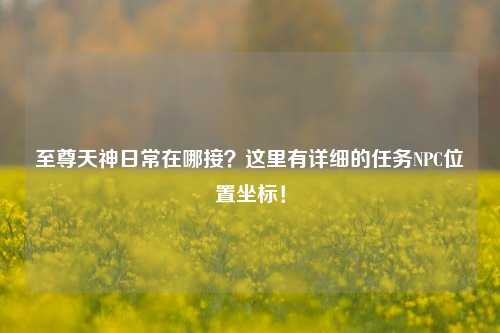 至尊天神日常在哪接？这里有详细的任务NPC位置坐标！