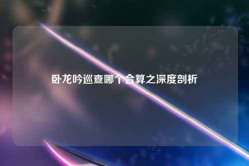 卧龙吟巡查哪个合算之深度剖析
