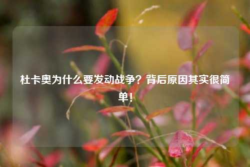 杜卡奥为什么要发动战争？背后原因其实很简单！