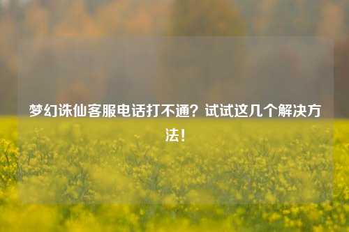 梦幻诛仙客服电话打不通？试试这几个解决方法！